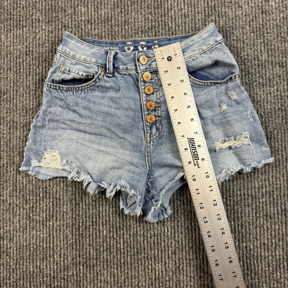 By Rewash Womens Size 3/26 Distressed Denim Shorts Light Wash Button Fly